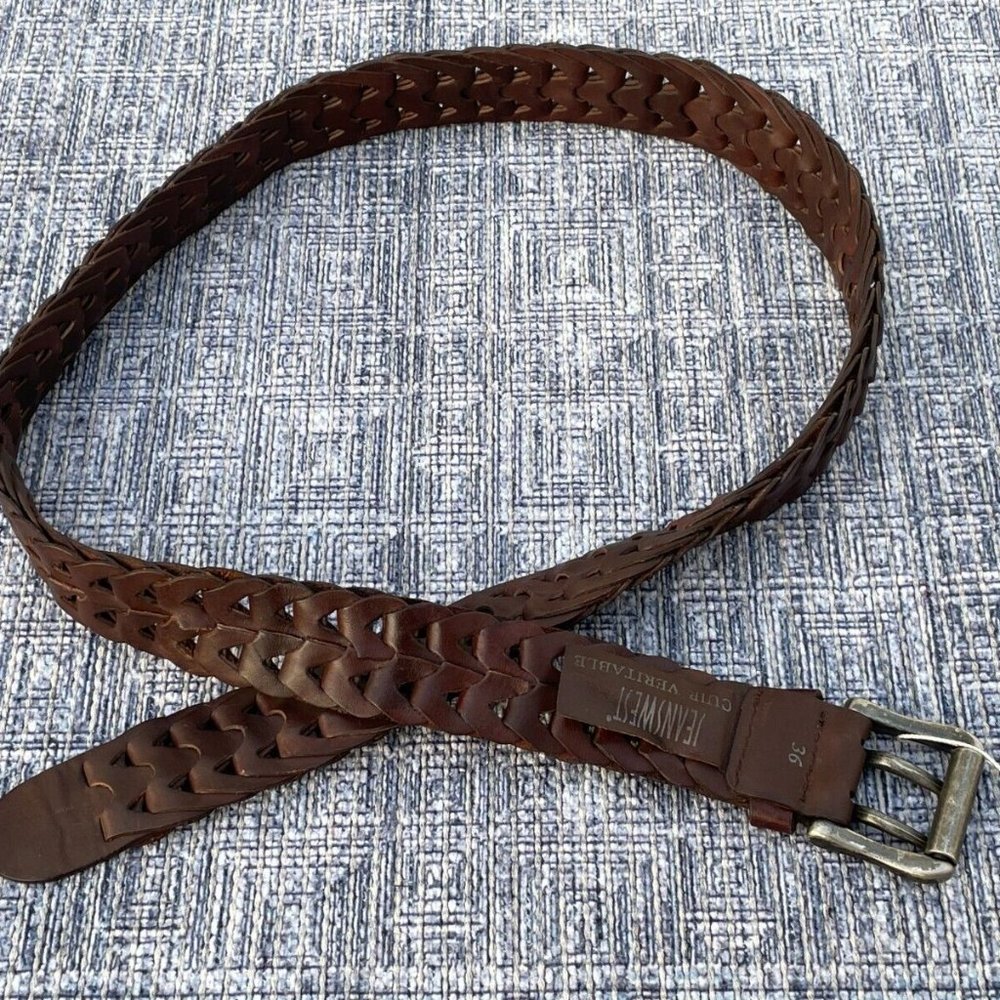 Jeanswest Cuir Vertiable Belt Genuine Leather Braided Waistband Unisex Size 36 - Picture 7 of 12